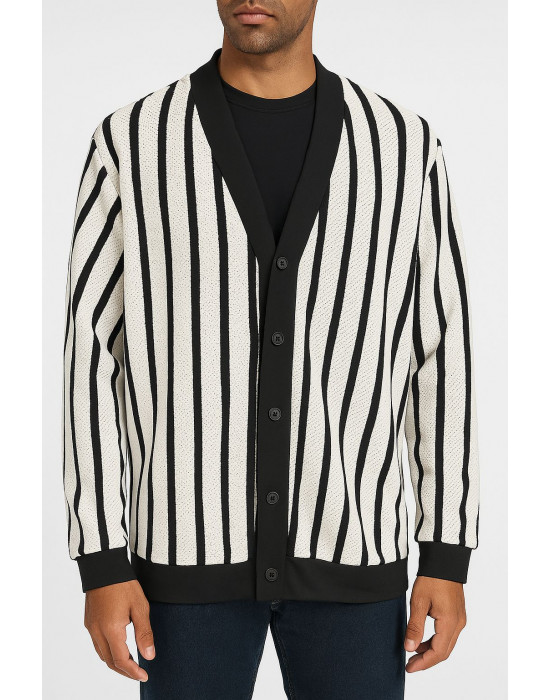 SİYAH BEYAZ ÇİZGİLİ HIRKA