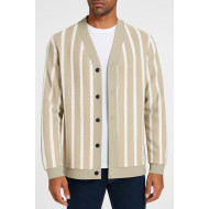 BEJ BEYAZ ÇİZGİLİ HIRKA