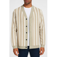 BEJ BEYAZ ÇİZGİLİ HIRKA