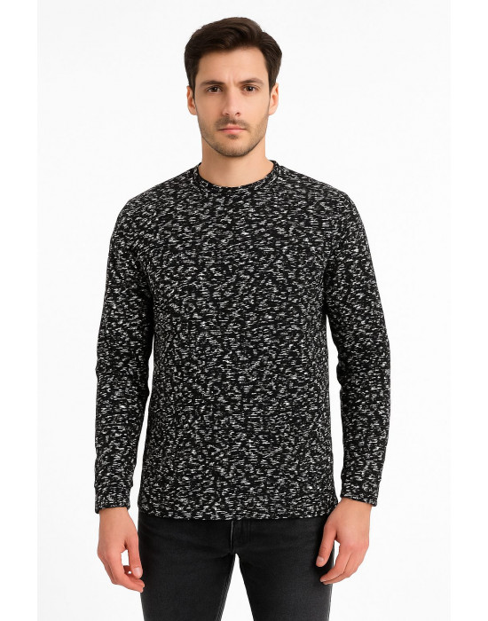 SİYAH BEYAZ DESENLİ SWEATSHİRT