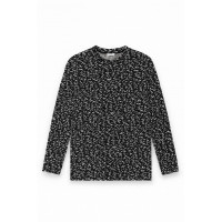 SİYAH BEYAZ DESENLİ SWEATSHİRT