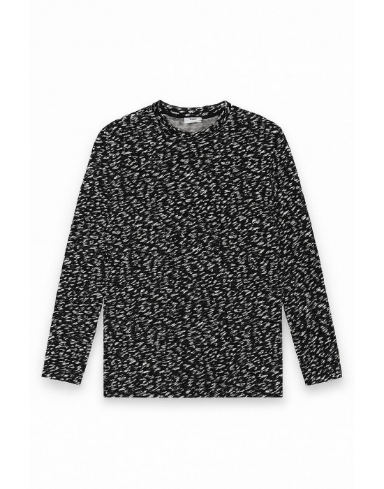 SİYAH BEYAZ DESENLİ SWEATSHİRT