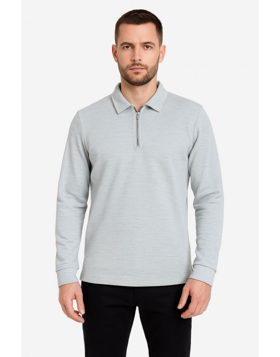 GRİ FERMUAR YAKA SWEATSHİRT