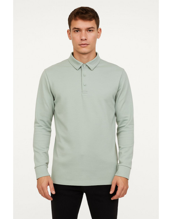 YEŞİL POLO YAKA SWEATSHİRT