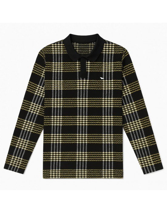 YEŞİL SİYAH ÇİZGİLİ POLO YAKA SWEATSHİRT