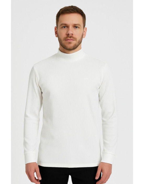 BEYAZ BOĞAZLI SWEATSHİRT