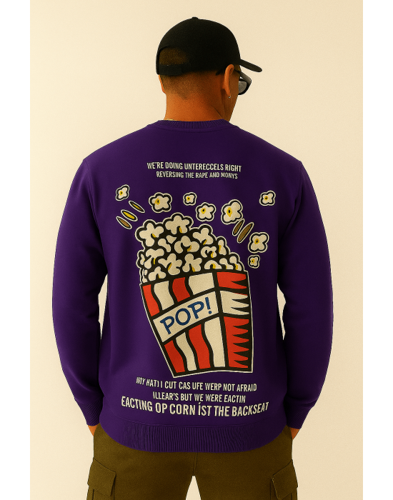 MOR POPCORN BASKILI SWEATSHİRT