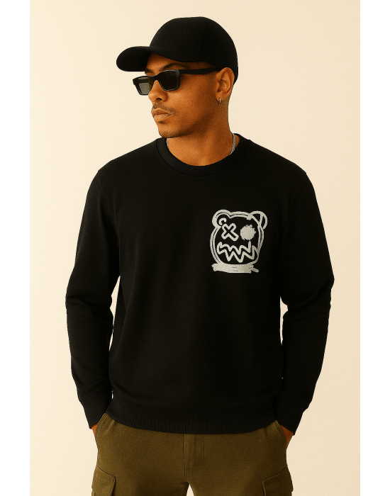 SİYAH CLOT BASKILI SWEATSHİRT