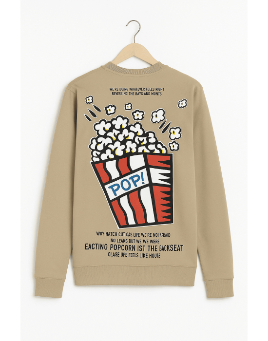 GRİ POPCORN BASKILI SWEATSHİRT