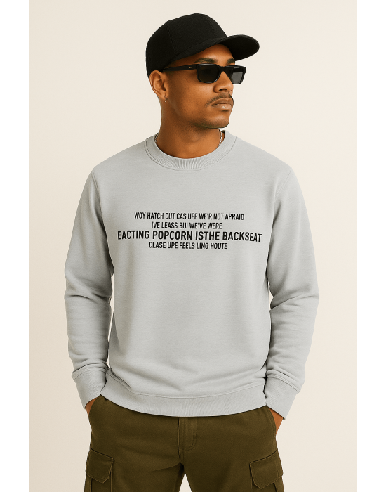 GRİ POPCORN BASKILI SWEATSHİRT