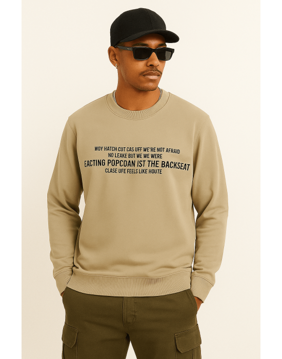 GRİ POPCORN BASKILI SWEATSHİRT