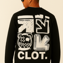 SİYAH CLOT BASKILI SWEATSHİRT