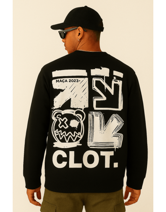 SİYAH CLOT BASKILI SWEATSHİRT