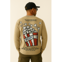 GRİ POPCORN BASKILI SWEATSHİRT