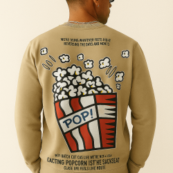 GRİ POPCORN BASKILI SWEATSHİRT