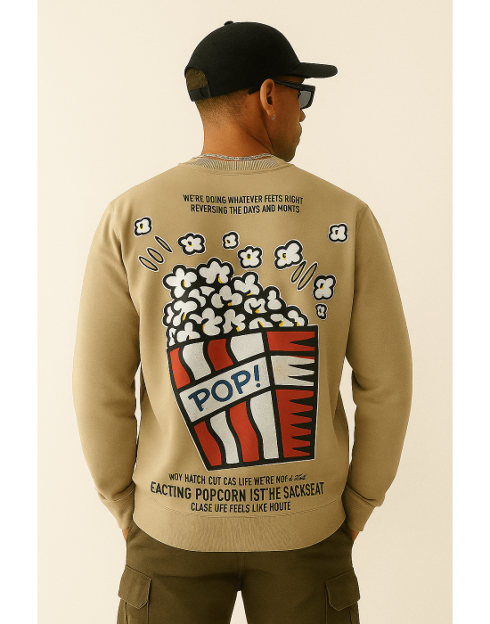 GRİ POPCORN BASKILI SWEATSHİRT