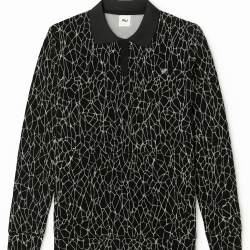 SİYAH POLO YAKA ÇİZGİLİ SWEATSHİRT