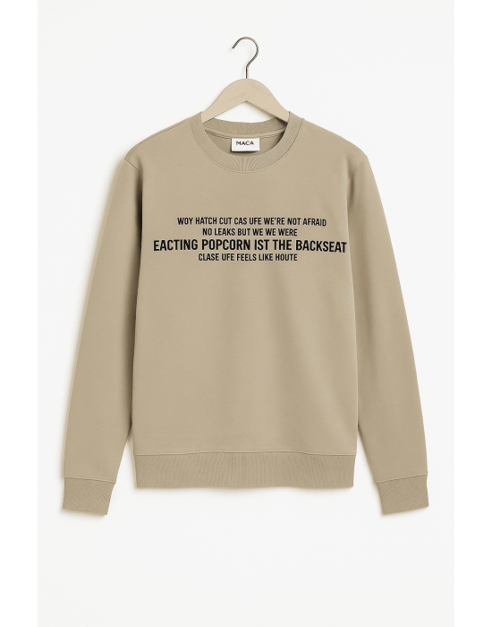 GRİ POPCORN BASKILI SWEATSHİRT