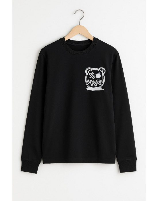 SİYAH CLOT BASKILI SWEATSHİRT