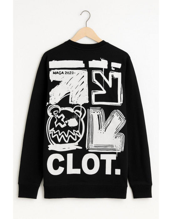 SİYAH CLOT BASKILI SWEATSHİRT