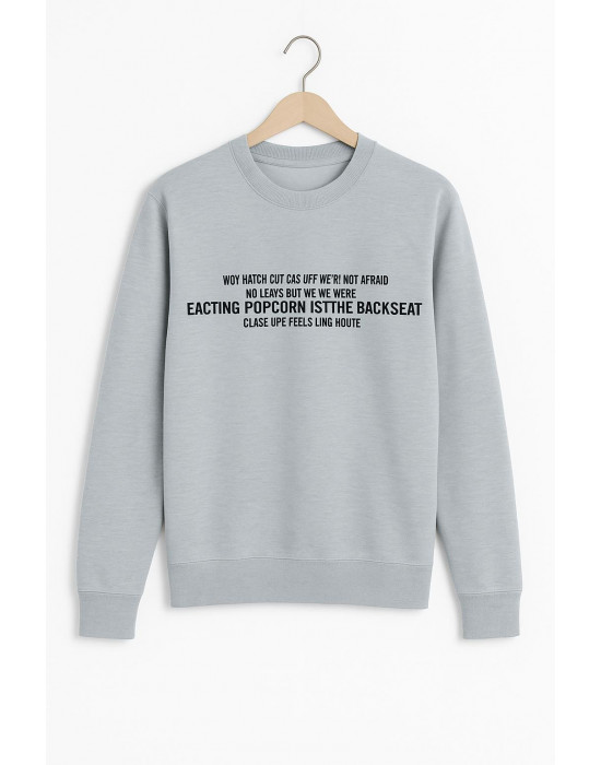 GRİ POPCORN BASKILI SWEATSHİRT