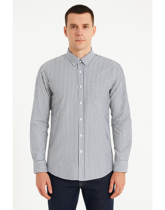 GRİ ÇİZGİLİ GÖMLEK  