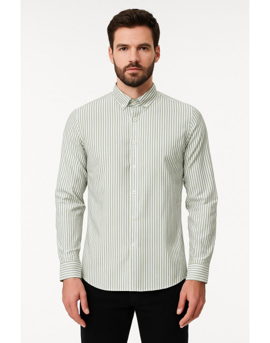 YEŞİL ÇİZGİLİ GÖMLEK  