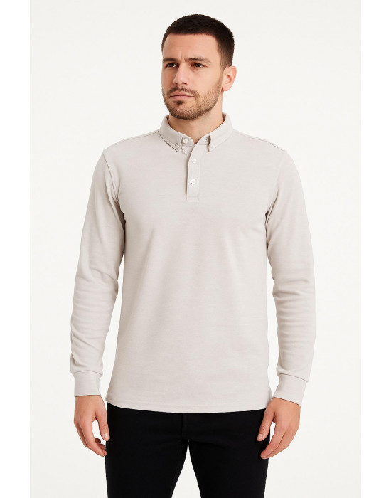 GRİ POLO YAKA SWEATSHİRT 