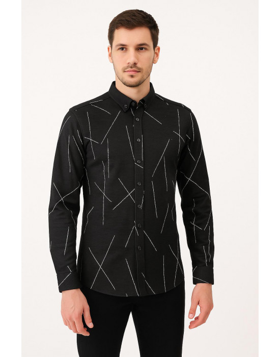 SİYAH ÇİZGİLİ GÖMLEK 