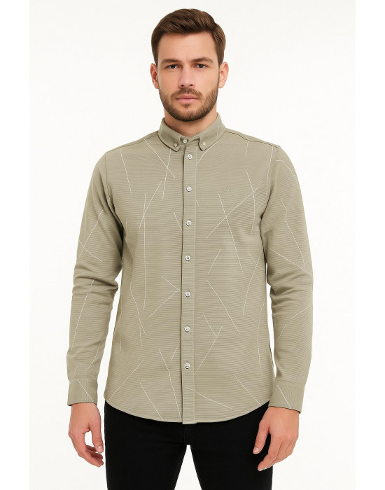 BEJ ÇİZGİLİ GÖMLEK 