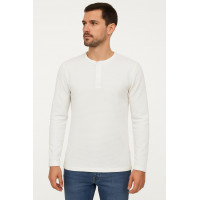 BEYAZ POLO YAKA SWEATSHİRT 