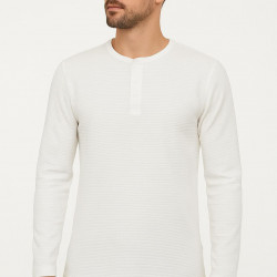 BEYAZ POLO YAKA SWEATSHİRT 