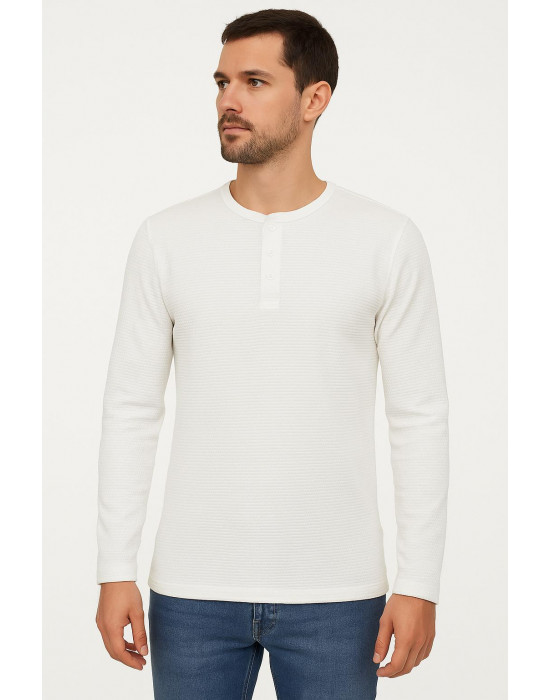 BEYAZ POLO YAKA SWEATSHİRT 