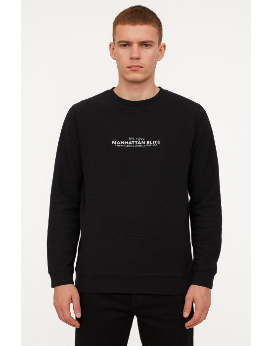 SİYAH BASKILI SWEATSHİRT 