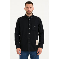 SİYAH BEYAZ DÜĞME DETAYLI GÖMLEK