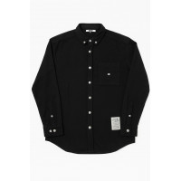 SİYAH BEYAZ DÜĞME DETAYLI GÖMLEK