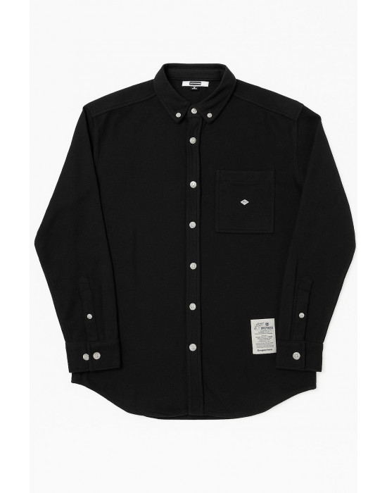 SİYAH BEYAZ DÜĞME DETAYLI GÖMLEK